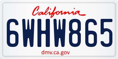 CA license plate 6WHW865