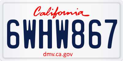 CA license plate 6WHW867