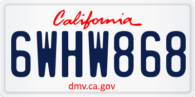 CA license plate 6WHW868