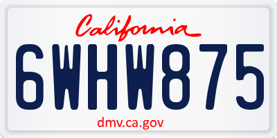 CA license plate 6WHW875