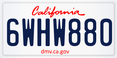 CA license plate 6WHW880
