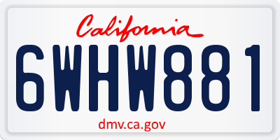 CA license plate 6WHW881