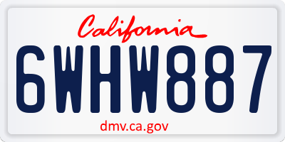CA license plate 6WHW887