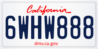 CA license plate 6WHW888