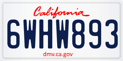 CA license plate 6WHW893