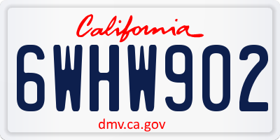 CA license plate 6WHW902