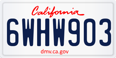 CA license plate 6WHW903