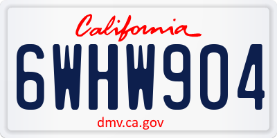 CA license plate 6WHW904