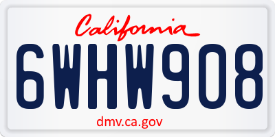 CA license plate 6WHW908