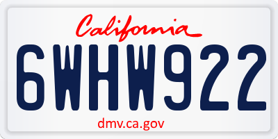 CA license plate 6WHW922