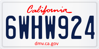 CA license plate 6WHW924