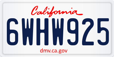 CA license plate 6WHW925