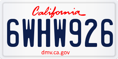 CA license plate 6WHW926