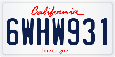 CA license plate 6WHW931