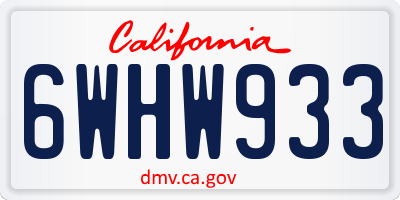 CA license plate 6WHW933
