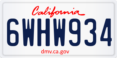 CA license plate 6WHW934