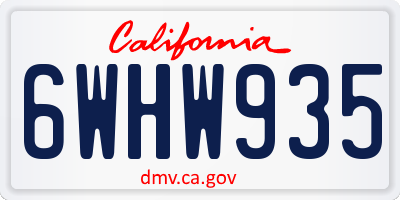 CA license plate 6WHW935