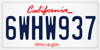 CA license plate 6WHW937