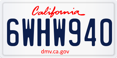 CA license plate 6WHW940