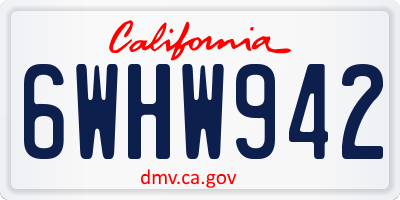 CA license plate 6WHW942