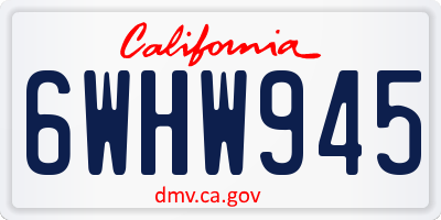 CA license plate 6WHW945