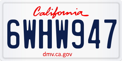 CA license plate 6WHW947