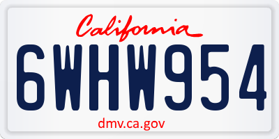 CA license plate 6WHW954