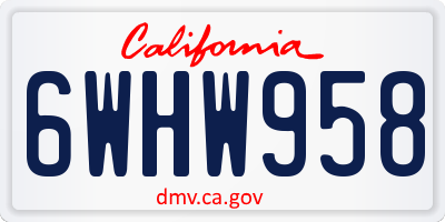 CA license plate 6WHW958