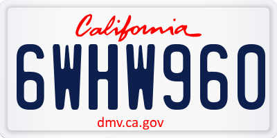 CA license plate 6WHW960