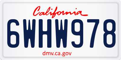 CA license plate 6WHW978