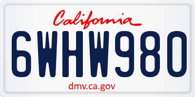 CA license plate 6WHW980