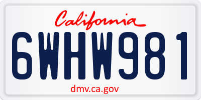 CA license plate 6WHW981