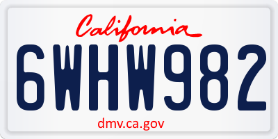 CA license plate 6WHW982