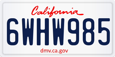 CA license plate 6WHW985