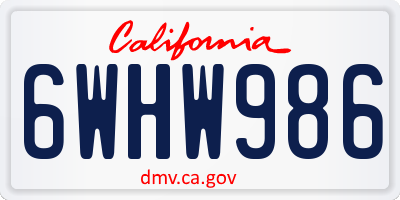 CA license plate 6WHW986