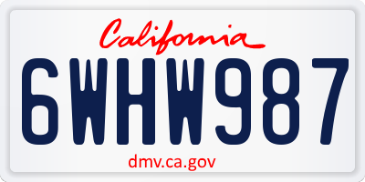 CA license plate 6WHW987