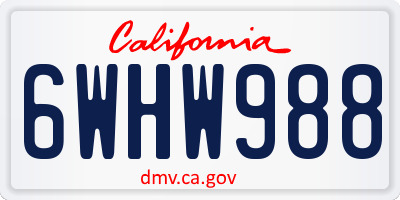 CA license plate 6WHW988