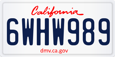 CA license plate 6WHW989