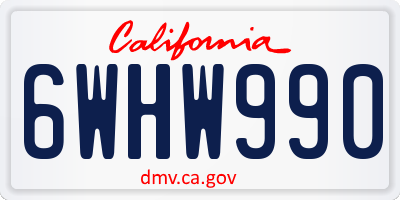 CA license plate 6WHW990