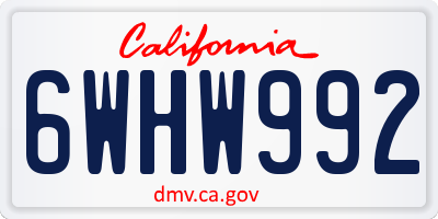 CA license plate 6WHW992