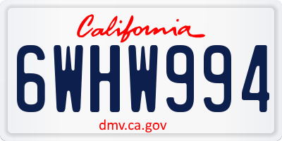 CA license plate 6WHW994