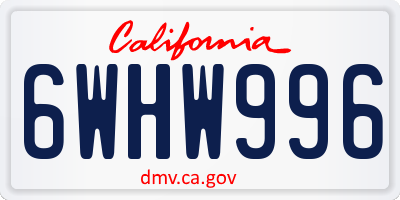 CA license plate 6WHW996