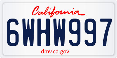 CA license plate 6WHW997