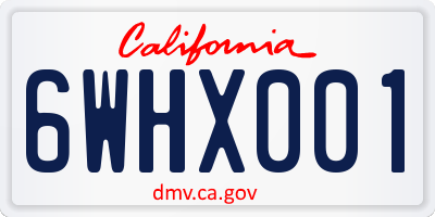 CA license plate 6WHX001