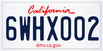 CA license plate 6WHX002