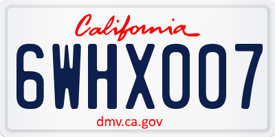CA license plate 6WHX007
