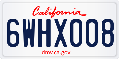 CA license plate 6WHX008