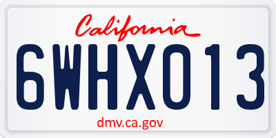 CA license plate 6WHX013