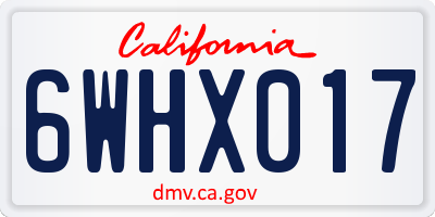 CA license plate 6WHX017
