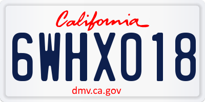 CA license plate 6WHX018